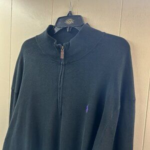 Polo Ralph Lauren Men's 2XLT TALL  Pima‎ Cotton 1/4 Sweater Black Purple Pony